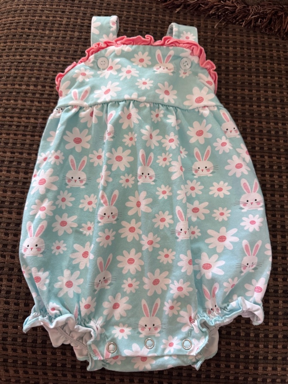 Baby Girls' Bunny Print One-Piece Romper - size 3 months